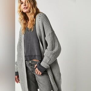 Free People Gray Knit Cardigan